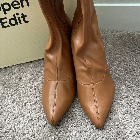 Open Edit EdKami Thigh High Over Knee Boots Stiletto Heels in Tan Mocha - Picture 3 of 5